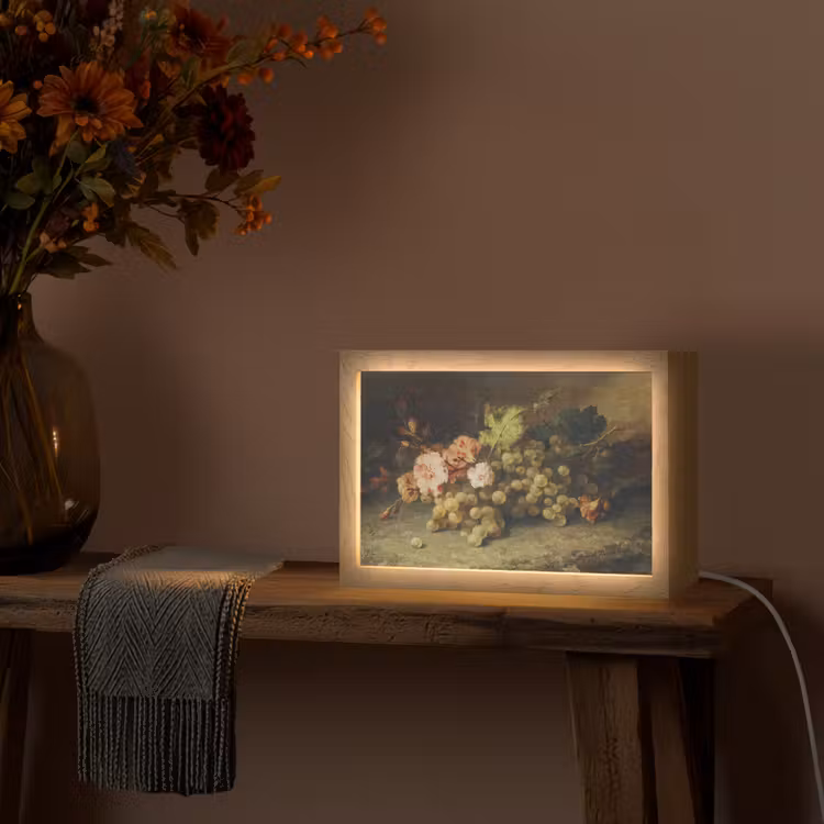 Fruit - Stilleven met druiven - Oude meesters Light Box met kabel (Tafellamp) klein -sfeer4