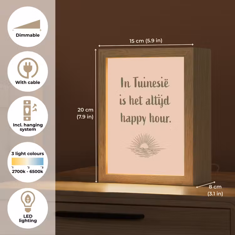 Tuin - Roze - Quote - Zon Light Box met kabel (Tafellamp) klein -USP_EN