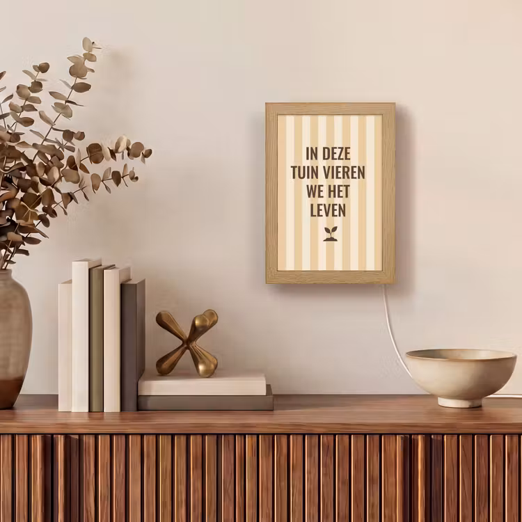 Tuin - Quote - Strepen - Zomer Light Box met kabel (Tafellamp) klein -sfeer2