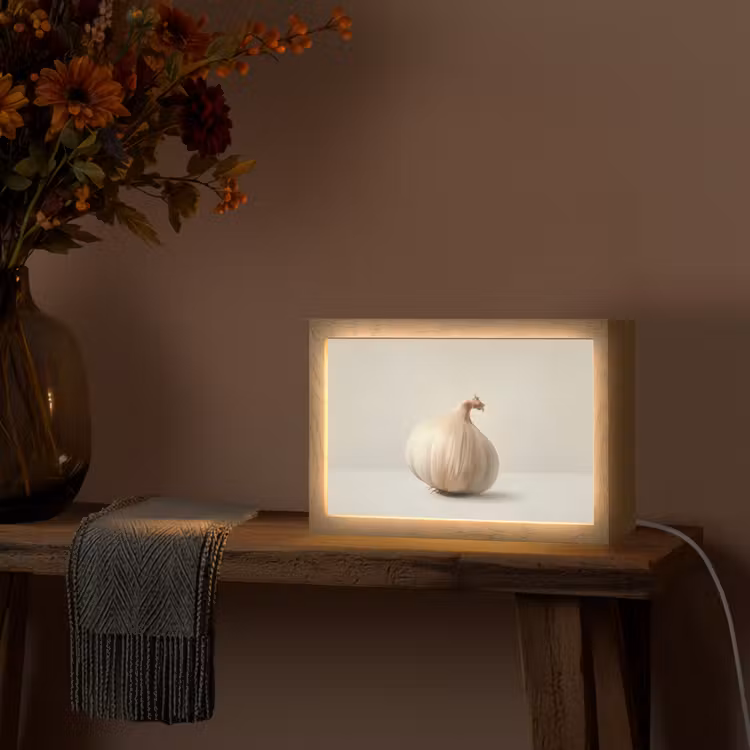 Knoflook - Natuurlijk - Beige Light Box met kabel (Tafellamp) klein -sfeer4