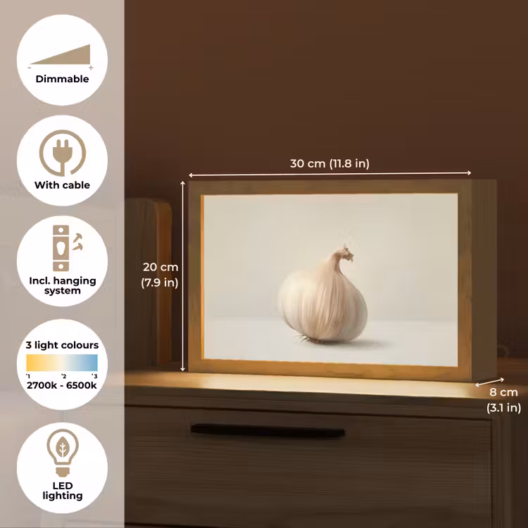 Knoflook - Natuurlijk - Beige Light Box met kabel (Tafellamp) klein -USP_EN
