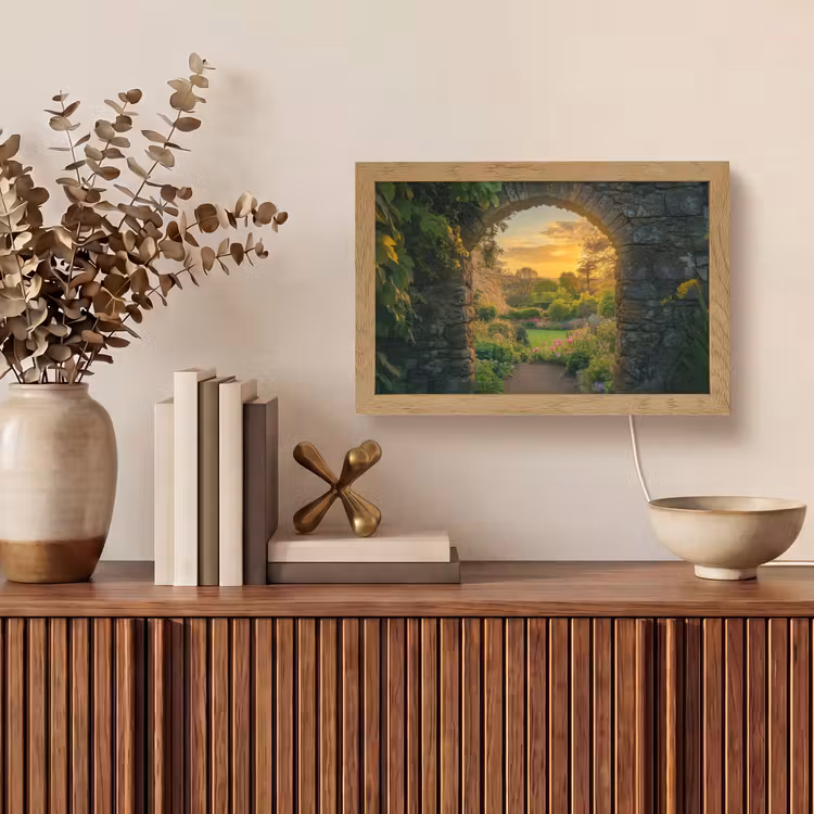 Poort - Planten - Zonsondergang Light Box met kabel (Tafellamp) klein -sfeer2