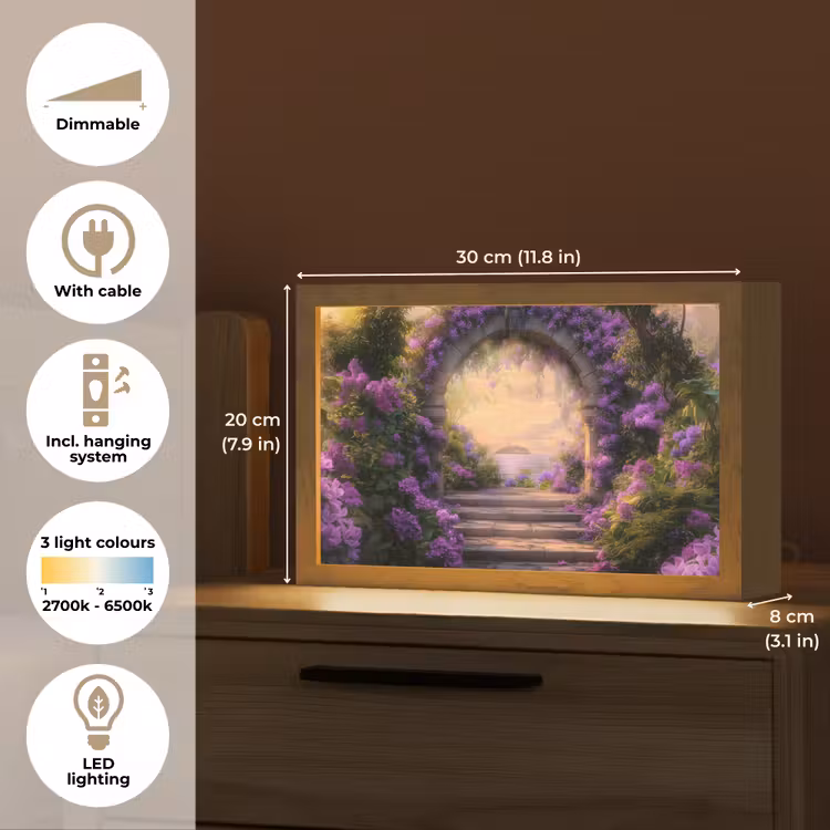 Poort - Paars - Bloemen Light Box met kabel (Tafellamp) klein -USP_EN