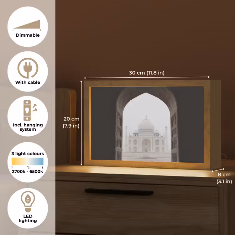 Poort - Symmetrische koepel - Minaretten - Moskee Light Box met kabel (Tafellamp) klein -USP_EN