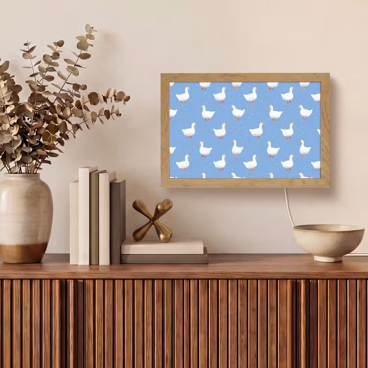 Ganzen - Elegant - Blauw Light Box met kabel (Tafellamp) klein 924 -sfeer2