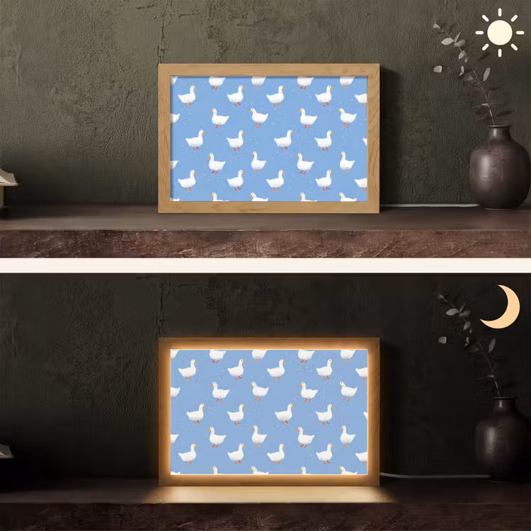 Ganzen - Elegant - Blauw Light Box met kabel (Tafellamp) klein 924 -sfeer3