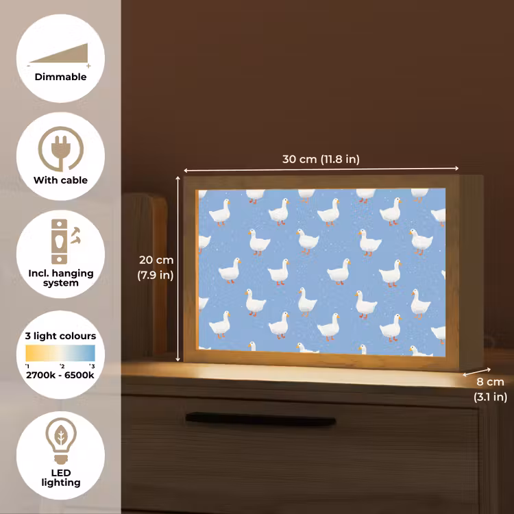 Ganzen - Elegant - Blauw Light Box met kabel (Tafellamp) klein 924 -USP_EN