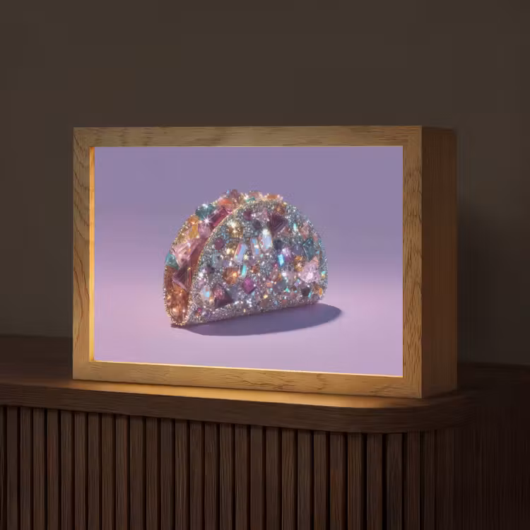Edelstenen - Glitters - Paars - Kleurrijk Light Box met kabel (Tafellamp) klein -z3d_website