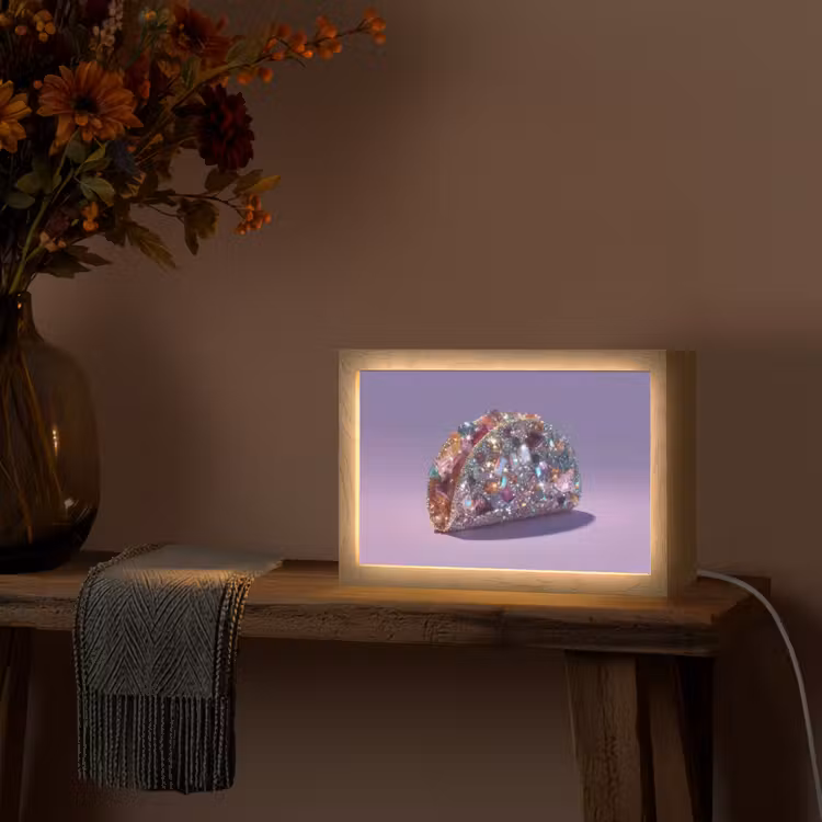 Edelstenen - Glitters - Paars - Kleurrijk Light Box met kabel (Tafellamp) klein -sfeer4