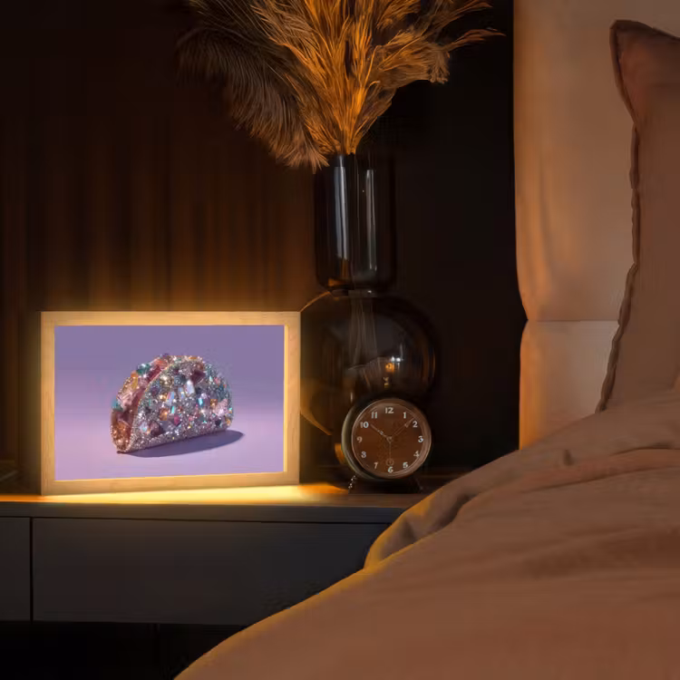 Edelstenen - Glitters - Paars - Kleurrijk Light Box met kabel (Tafellamp) klein -sfeer1