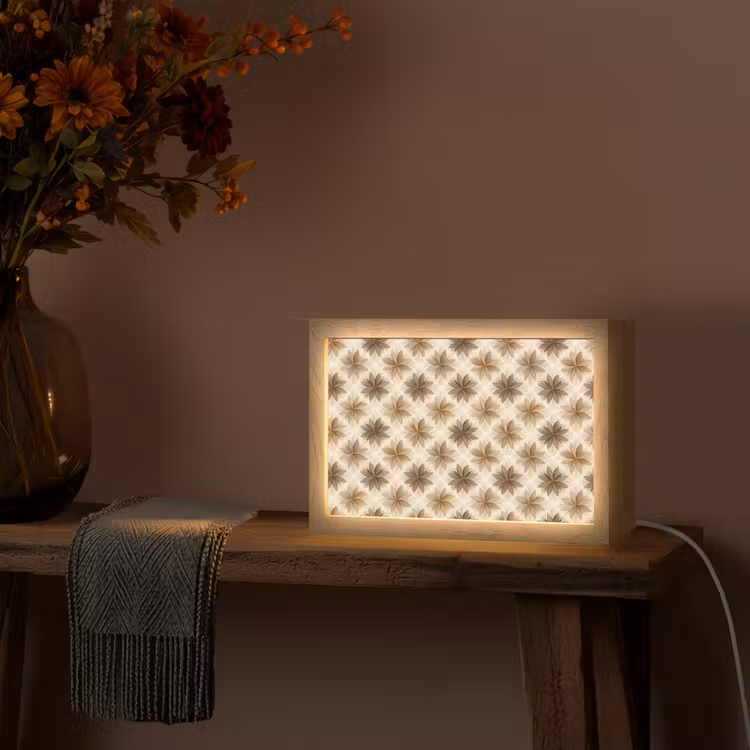 Geografisch - Patroon - Bruin Light Box met kabel (Tafellamp) klein 924 -sfeer4