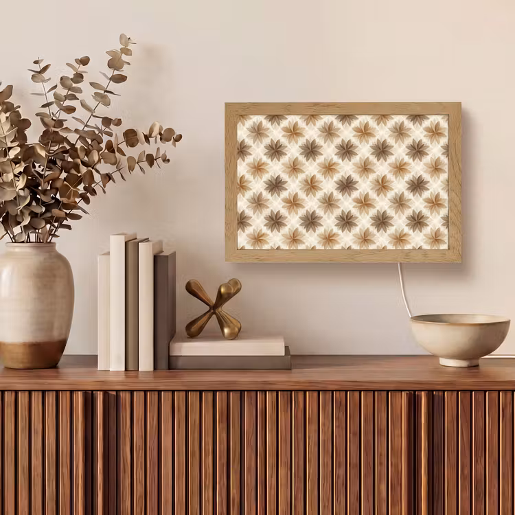Geografisch - Patroon - Bruin Light Box met kabel (Tafellamp) klein 924 -sfeer2