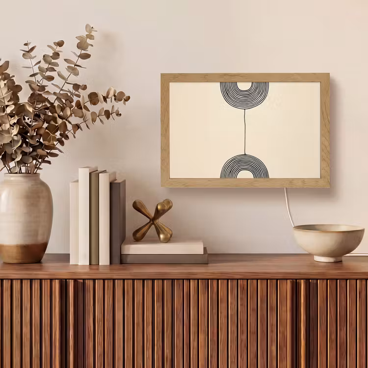 Geometrische bogen - Minimalistisch - Symmetrisch Light Box met kabel (Tafellamp) klein -sfeer2