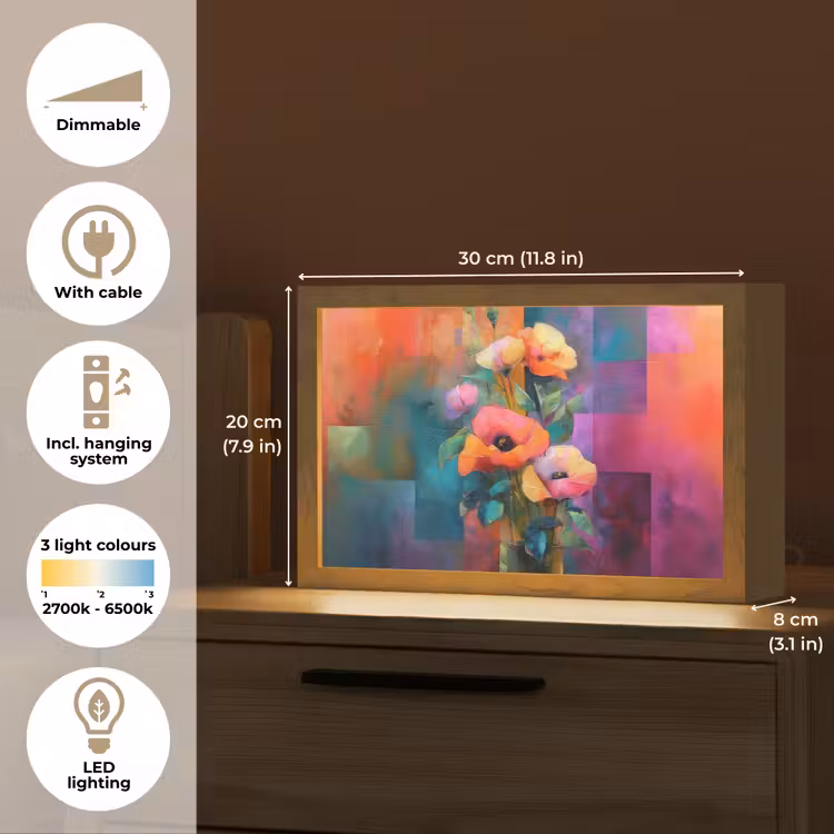 Geometrische kleurvlaken - Modern - Fantasiebloemen Light Box met kabel (Tafellamp) klein -USP_EN