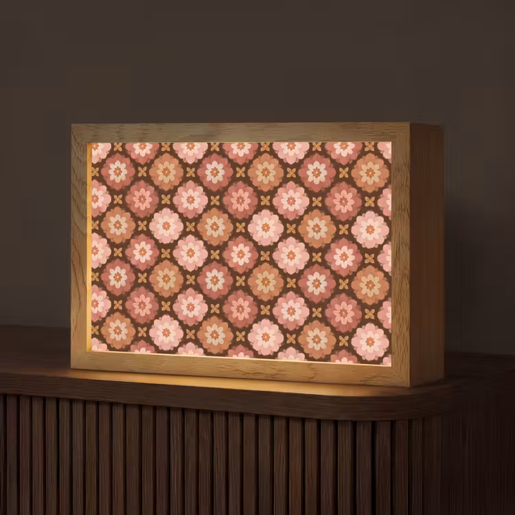 Geometrisch - Bloemen - Kleurrijk Light Box met kabel (Tafellamp) klein 924 -z3d_website