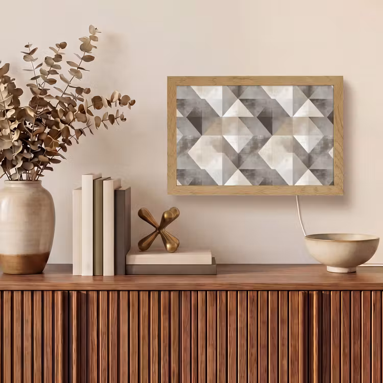 Geometrisch - Motief - Aardetinten Light Box met kabel (Tafellamp) klein 924 -sfeer2