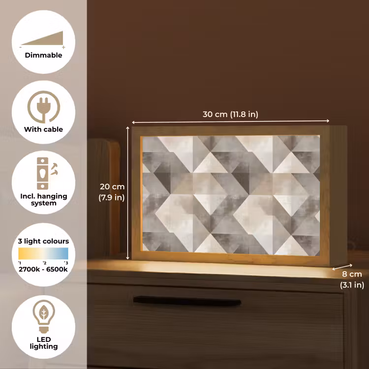 Geometrisch - Motief - Aardetinten Light Box met kabel (Tafellamp) klein 924 -USP_EN