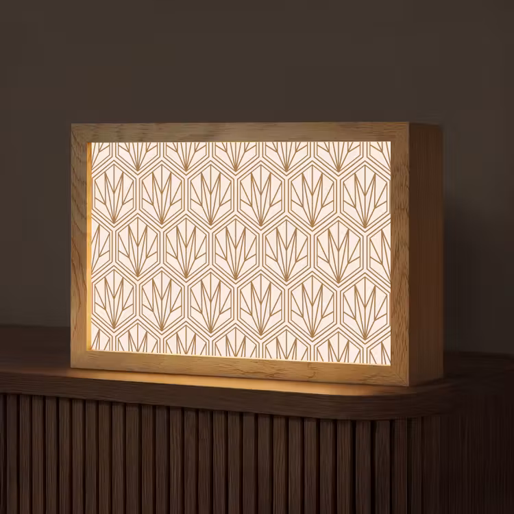 Geometrisch - Patroon - Beige Light Box met kabel (Tafellamp) klein 924 -z3d_website
