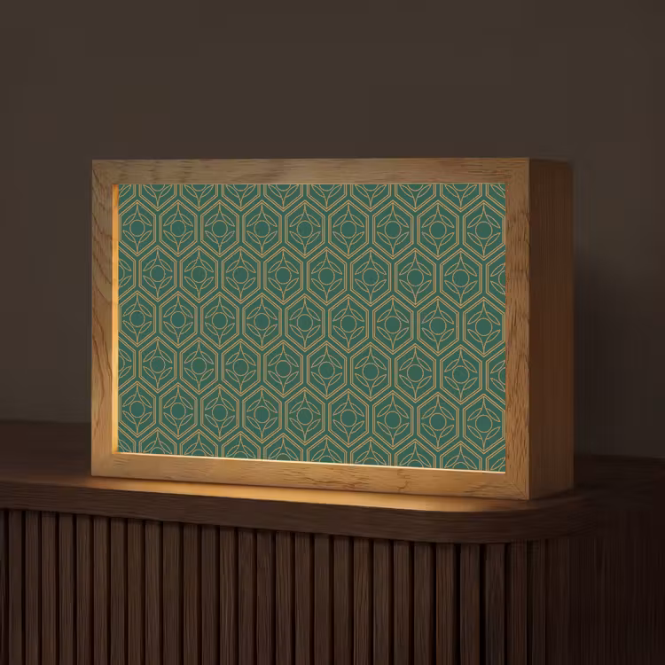 Geometrisch - Patroon - Groen Light Box met kabel (Tafellamp) klein 924 -z3d_website
