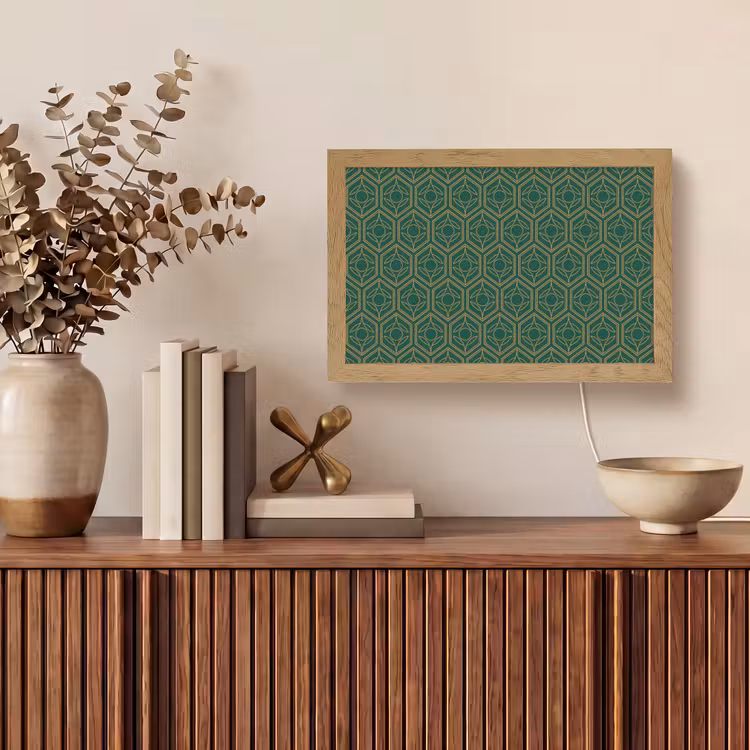 Geometrisch - Patroon - Groen Light Box met kabel (Tafellamp) klein 924 -sfeer2