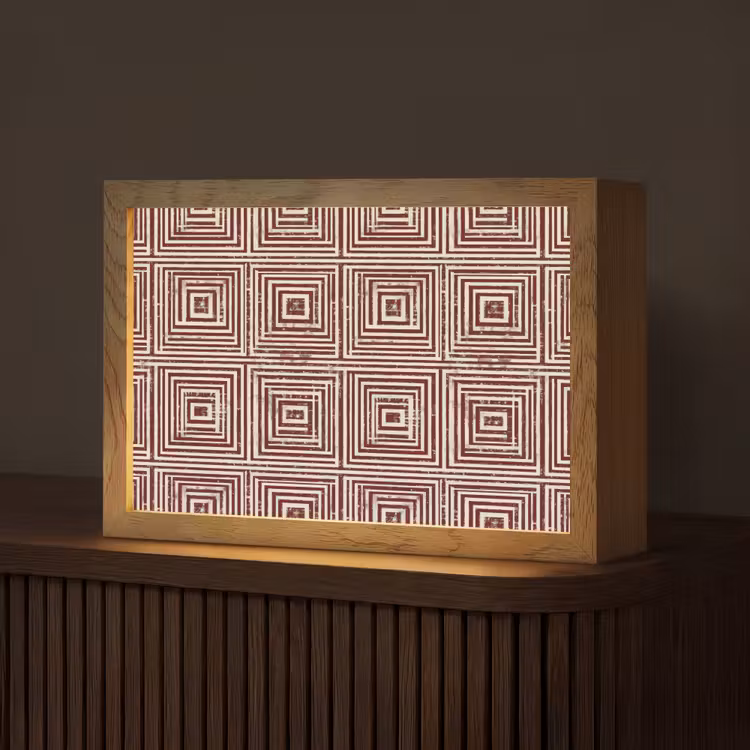 Geometrisch - Patroon - Rood Light Box met kabel (Tafellamp) klein 924 -z3d_website