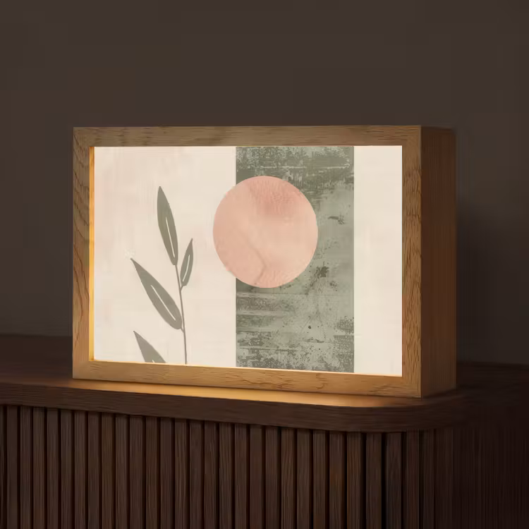 Geometrisch - Roze - Groen - Natuur Light Box met kabel (Tafellamp) klein -z3d_website