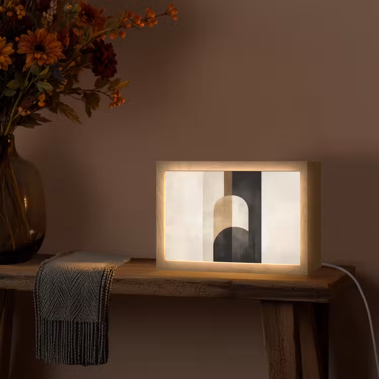 Geometrische - Vormen - Wit Light Box met kabel (Tafellamp) klein -sfeer4