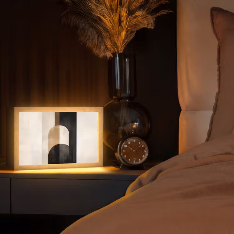 Geometrische - Vormen - Wit Light Box met kabel (Tafellamp) klein -sfeer1