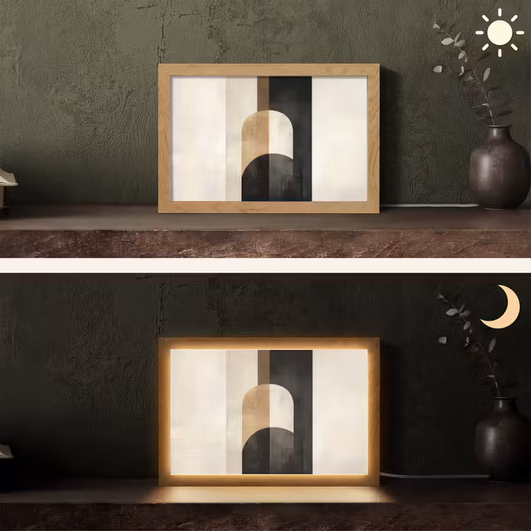 Geometrische - Vormen - Wit Light Box met kabel (Tafellamp) klein -sfeer3