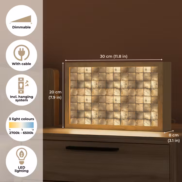 Geometrisch - Tegels - Goud Light Box met kabel (Tafellamp) klein 924 -USP_EN