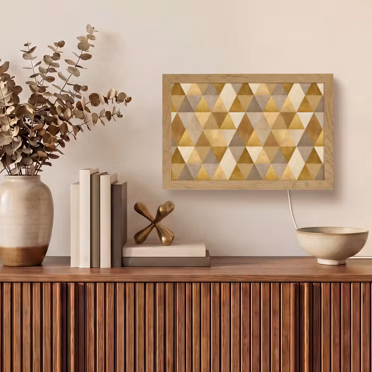Geometrisch - Driehoek - Goud Light Box met kabel (Tafellamp) klein 924 -sfeer2
