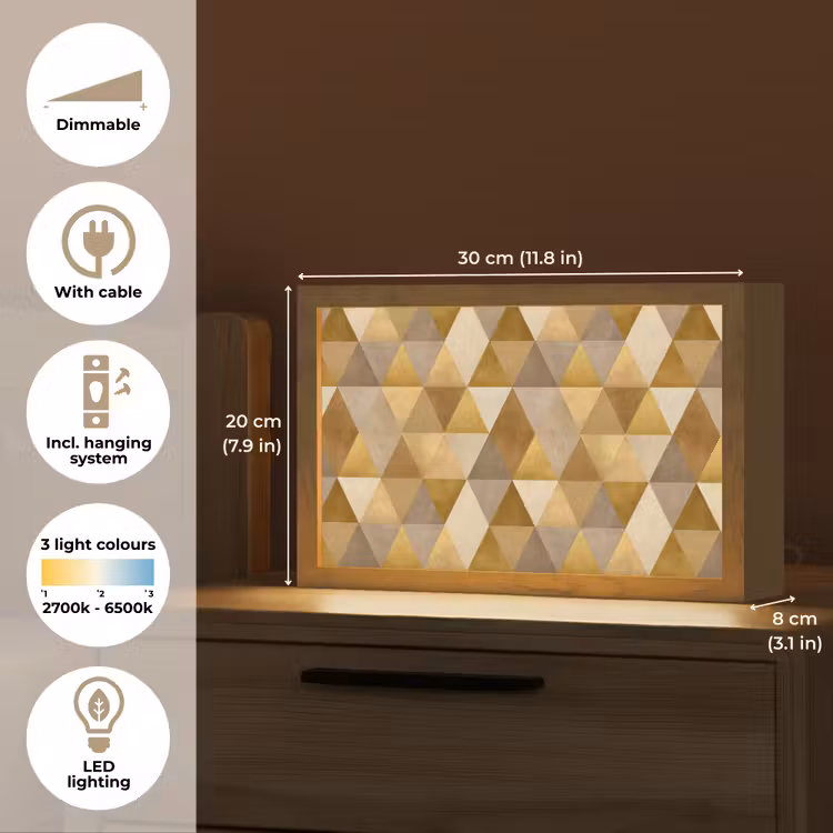 Geometrisch - Driehoek - Goud Light Box met kabel (Tafellamp) klein 924 -USP_EN