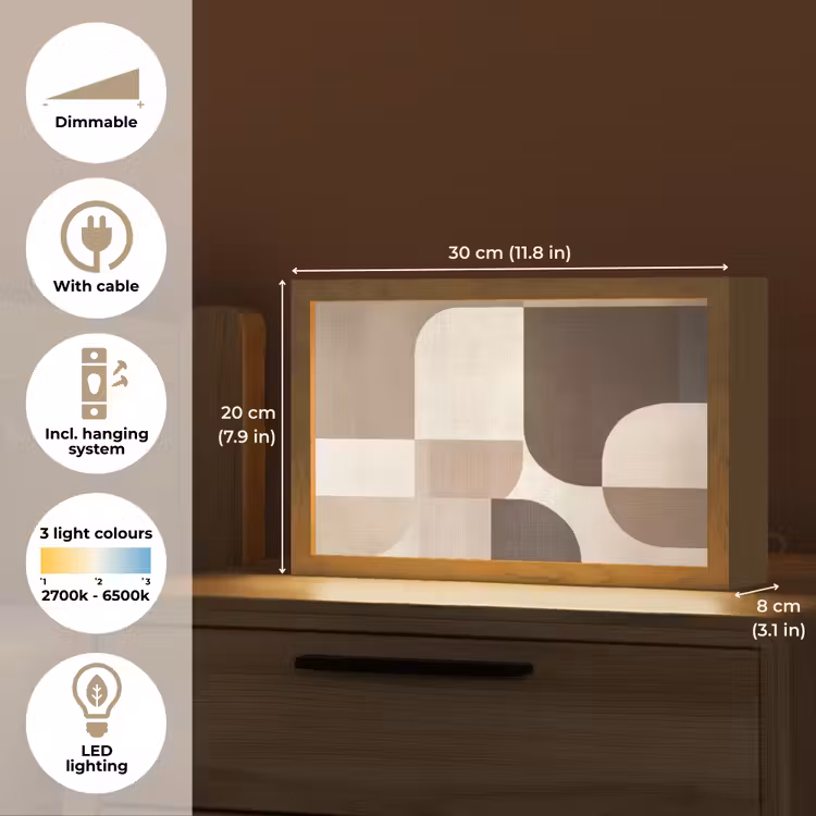 Geometrisch - Geweven structuur - Modern Light Box met kabel (Tafellamp) klein -USP_EN