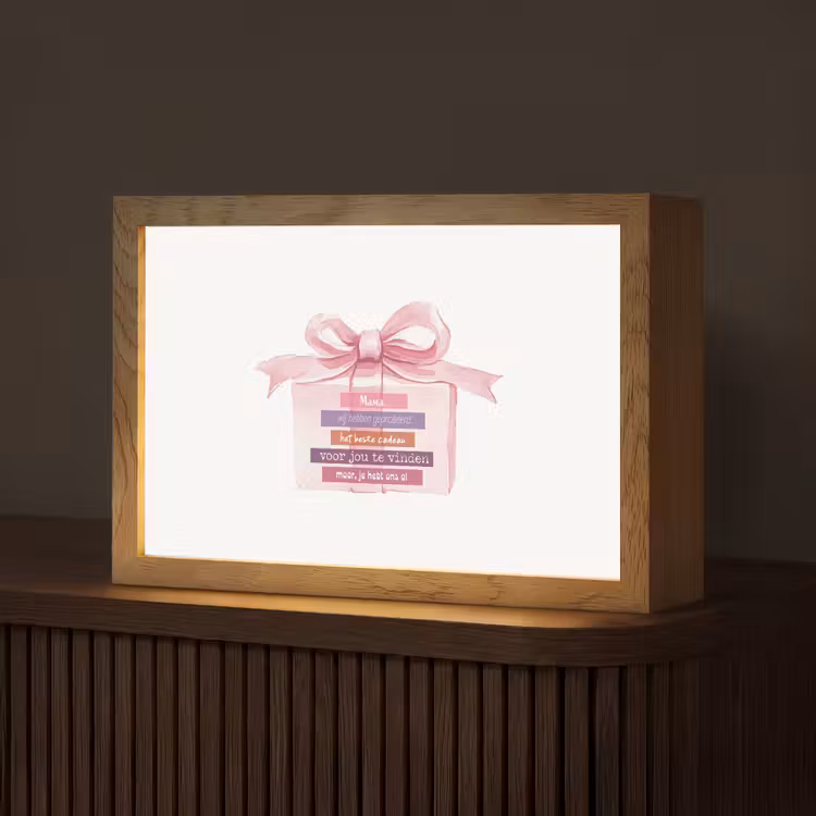 Cadeau - Strik - Tekst - Roze Light Box met kabel (Tafellamp) klein -z3d_website
