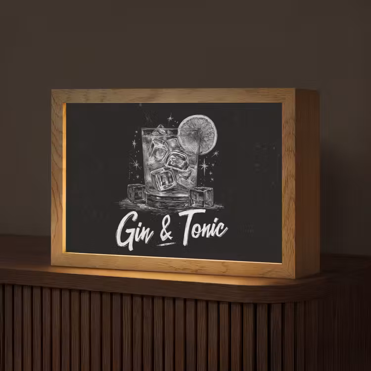 Gin en tonic - Glas - Limoen - Ijsblokjes Light Box met kabel (Tafellamp) klein -z3d_website