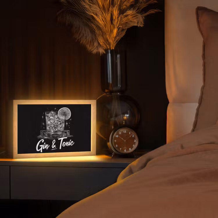 Gin en tonic - Glas - Limoen - Ijsblokjes Light Box met kabel (Tafellamp) klein -sfeer1