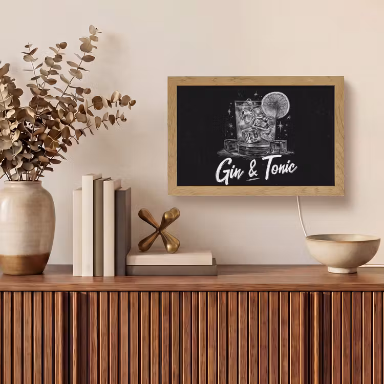Gin en tonic - Glas - Limoen - Ijsblokjes Light Box met kabel (Tafellamp) klein -sfeer2