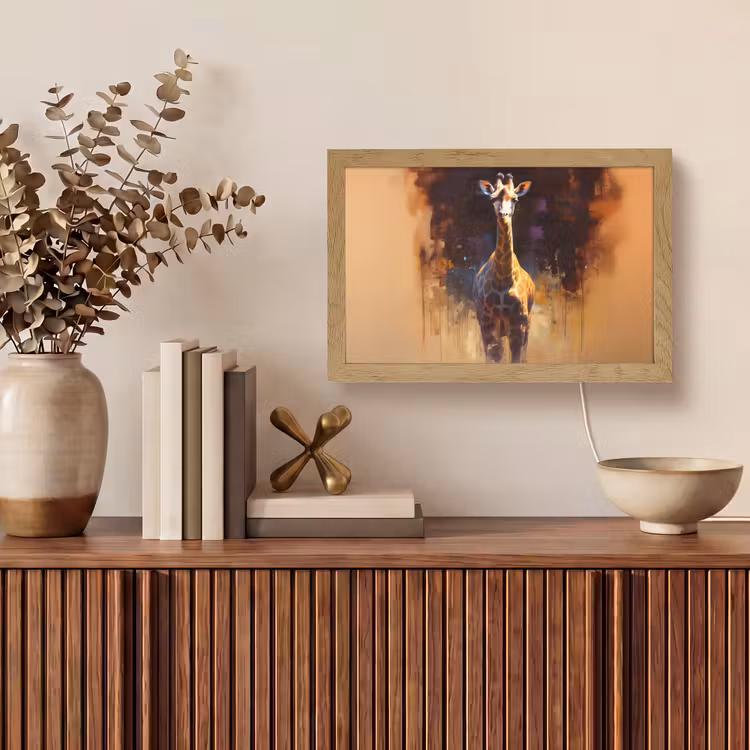 Giraf - Bruin - Abstract - Geschilderd Light Box met kabel (Tafellamp) klein -sfeer2