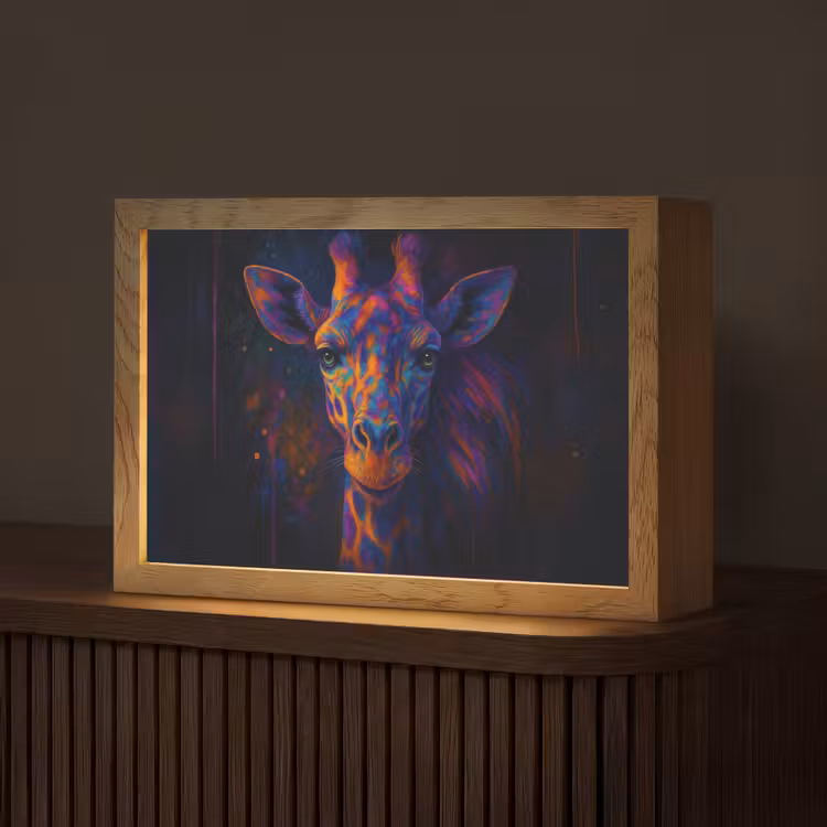 Giraffe - Gekleurd - Verfspatten Light Box met kabel (Tafellamp) klein -z3d_website