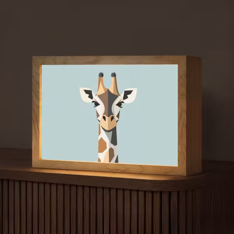Giraffe - Illustratie - Bruin - Minimalistisch Light Box met kabel (Tafellamp) klein -z3d_website