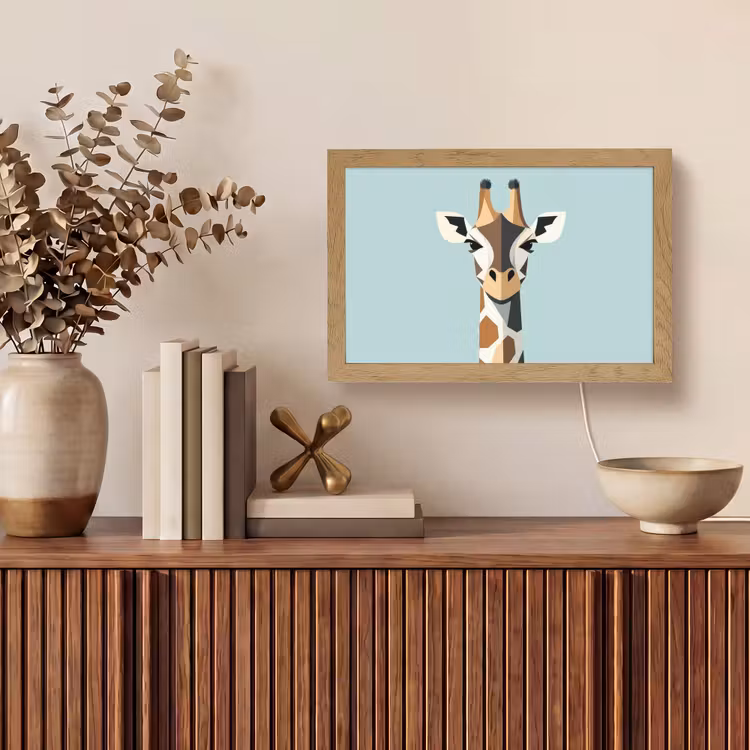 Giraffe - Illustratie - Bruin - Minimalistisch Light Box met kabel (Tafellamp) klein -sfeer2