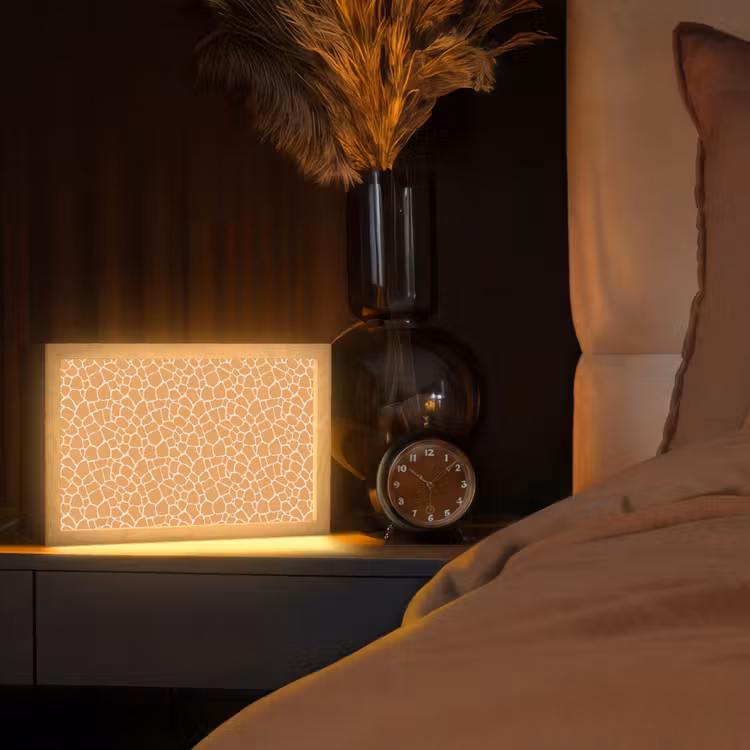 Giraf - Oranje - Patroon Light Box met kabel (Tafellamp) klein 924 -sfeer1