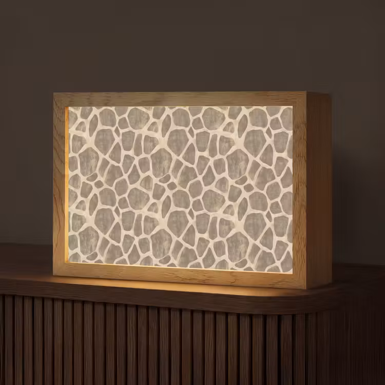 Giraf - Patroon - Beige - Bruin Light Box met kabel (Tafellamp) klein 924 -z3d_website