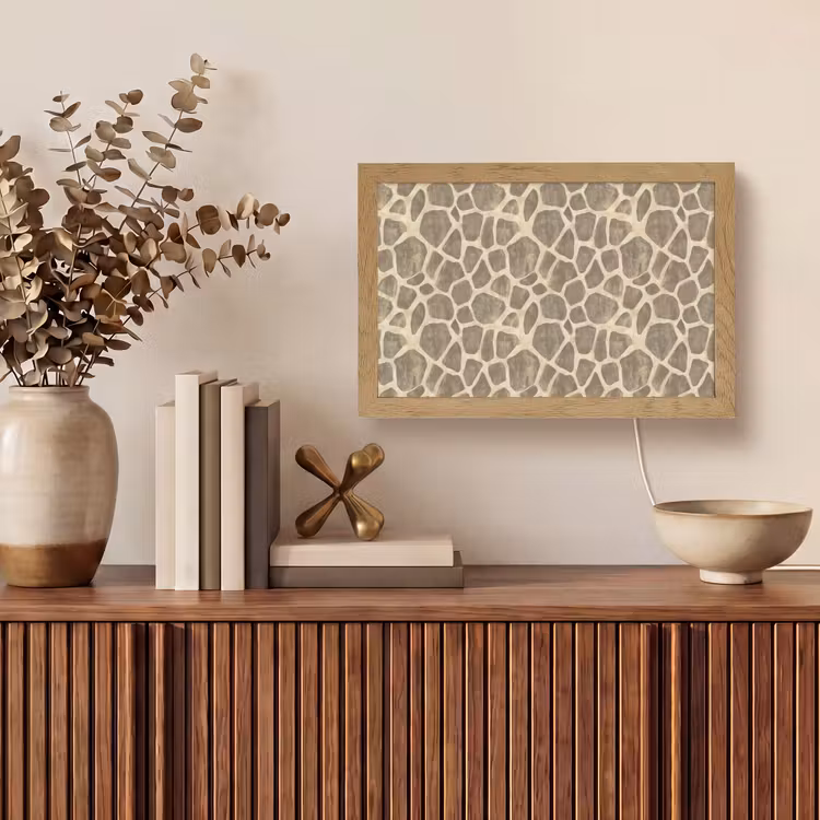 Giraf - Patroon - Beige - Bruin Light Box met kabel (Tafellamp) klein 924 -sfeer2