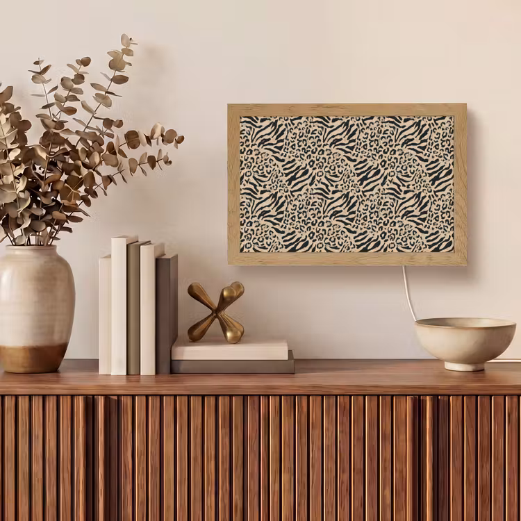 Giraf - Zebra - Motief - Bruin Light Box met kabel (Tafellamp) klein 924 -sfeer2
