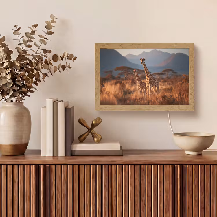 Giraffen - Hoog gras - Acaciabomen Light Box met kabel (Tafellamp) klein -sfeer2