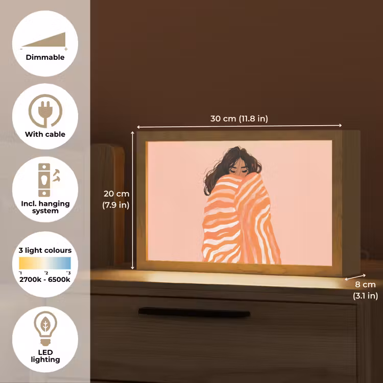 Meisje - Deken - Gestreept - Oranje Light Box met kabel (Tafellamp) klein -USP_EN