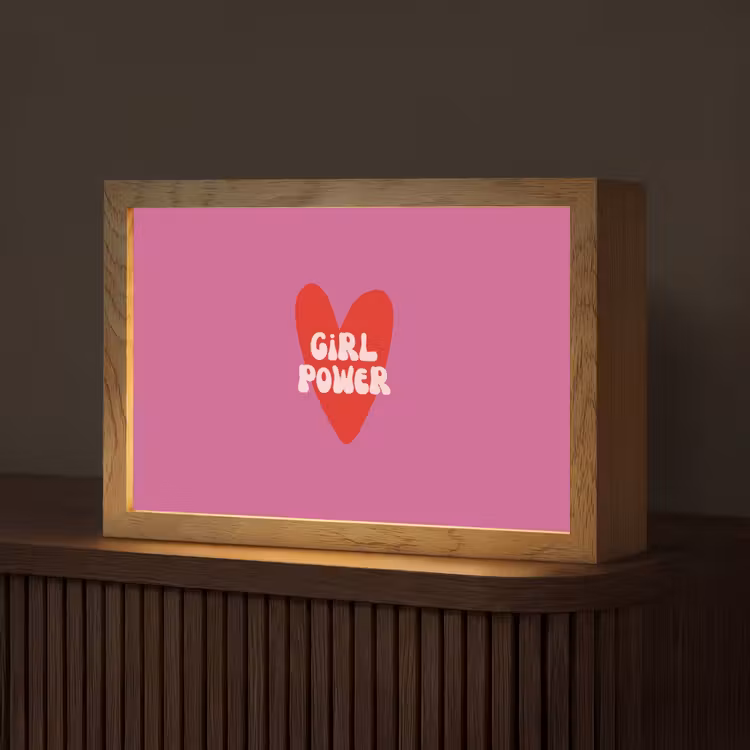Girl power - Hart - Roze - Rood Light Box met kabel (Tafellamp) klein -z3d_website