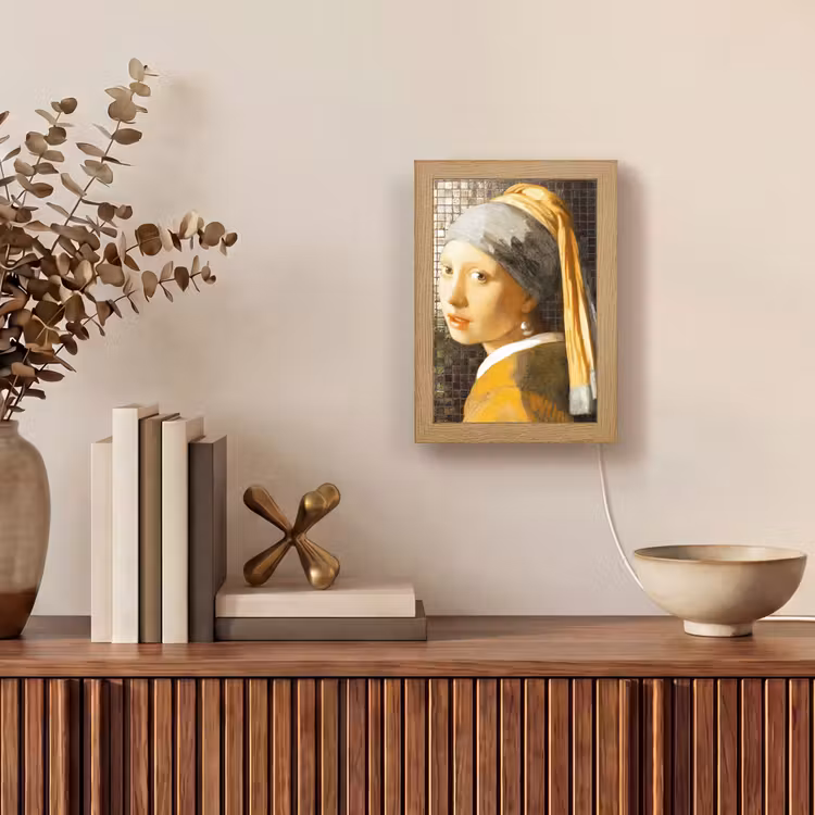 Meisje met de parel - Johannes Vermeer - Mozaïek Light Box met kabel (Tafellamp) klein -sfeer2