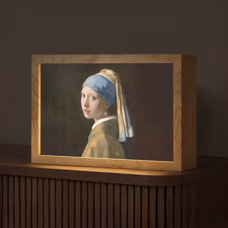 Meisje met de parel - Schilderij - Oude meesters - Vermeer Light Box met kabel (Tafellamp) klein -z3d_website